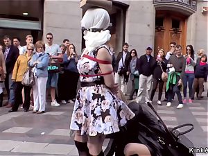 slender Spanish bi-atch anal invasion poked in public