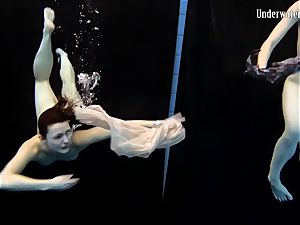 two nymphs swim and get naked stunning
