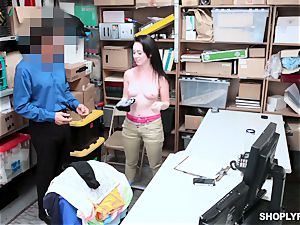 Athena Rayne bashed in the clit poon by suspended security guard